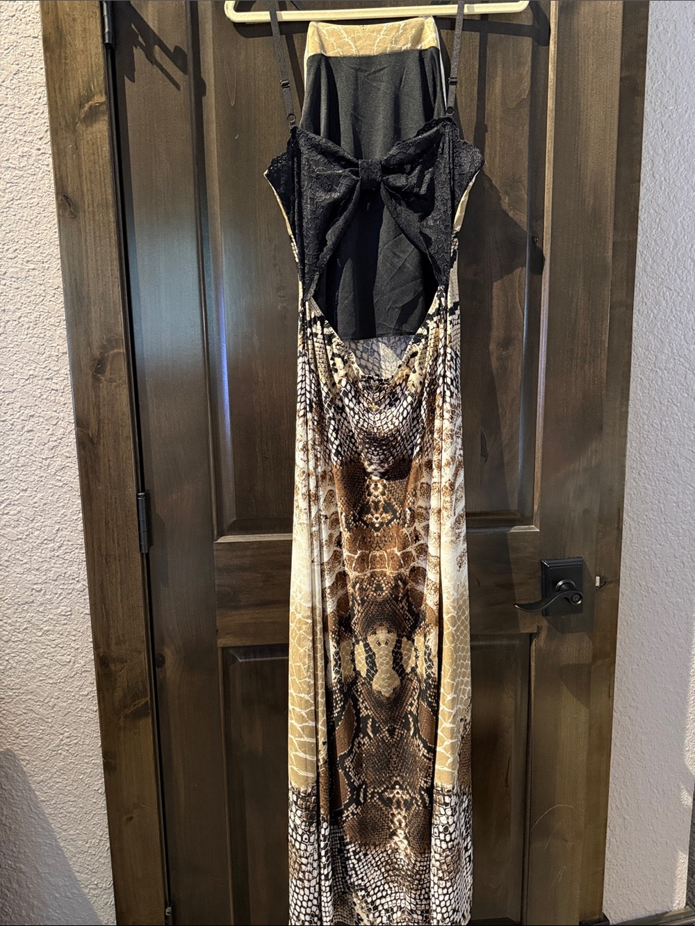 VENUS Cream and Brown Snake-Print Maxi Dress - Picture 3 of 7